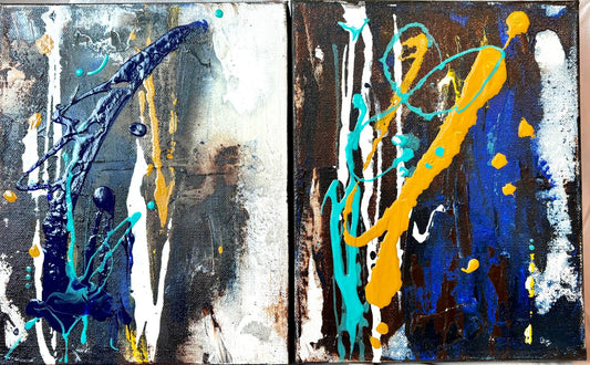 Ocre w/ yellow and blue (set of 2)