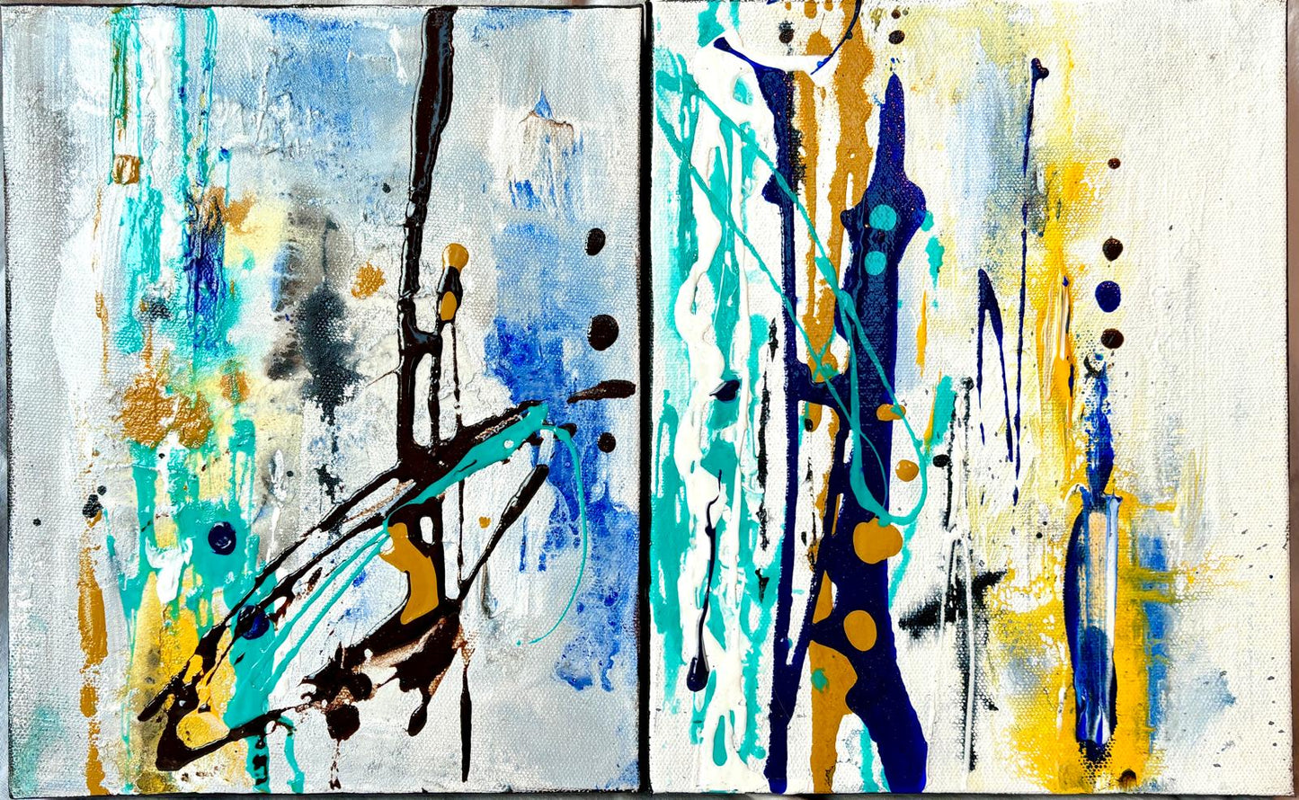 Teal Drips (set of 2)